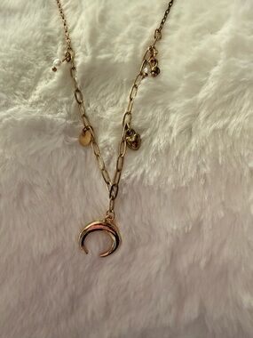 Gold Crescent Charm Necklace - Women Jewelry